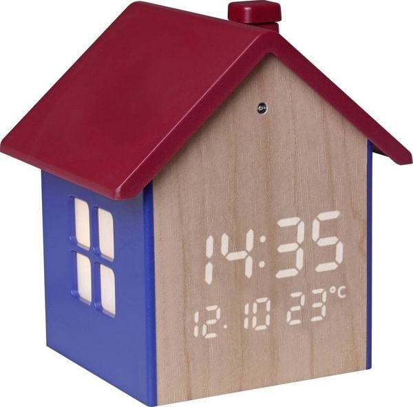 Produktbild: TFA Dostmann 60.2046.06 Quarz Wecker Blau, Rot, Holz Alarmzeiten 1