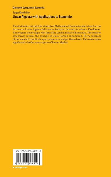 Produktbild: Linear Algebra with Applications to Economics