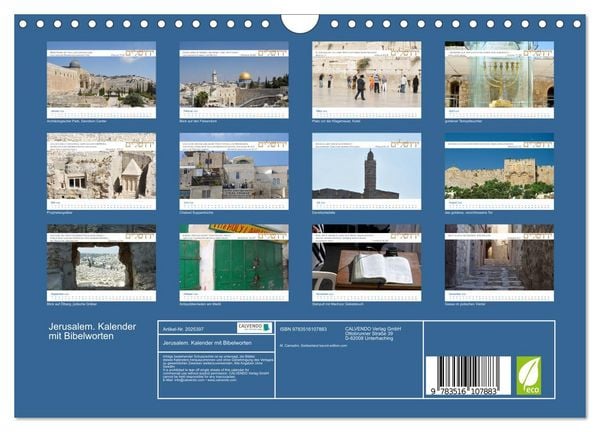Produktbild: Jerusalem. Kalender mit Bibelworten (Wandkalender 2026 DIN A4 quer), CALVENDO Monatskalender