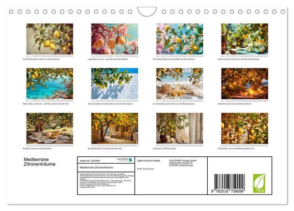 Produktbild: Mediterrane Zitronentr&auml;ume (Wandkalender 2027 DIN A4 quer), CALVENDO Monatskalender