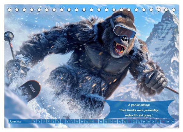 Produktbild: Funny charming animals as skiers (Desk Calendar 2026 DIN A5 landscape), CALVENDO 12 Month DeskCalendar