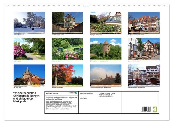 Produktbild: Weinheim erleben Schlosspark, Burgen und einladender Marktplatz (Wandkalender 2026 DIN A2 quer), CALVENDO Monatskalender