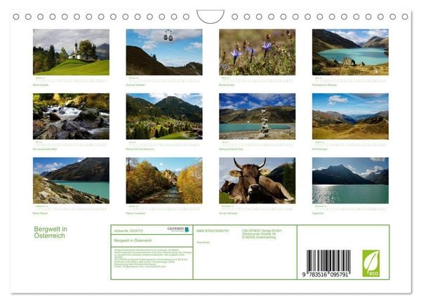 Produktbild: Bergwelt in &Ouml;sterreich (Wandkalender 2026 DIN A4 quer), CALVENDO Monatskalender