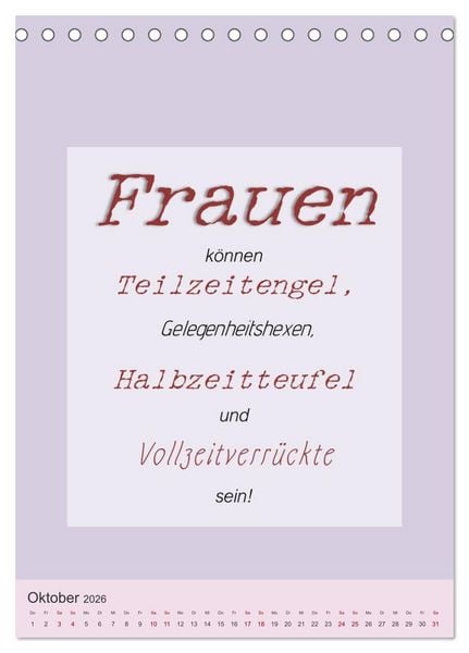 Produktbild: Was Mann &uuml;ber Frau wissen sollte und umgekehrt ... (Tischkalender 2026 DIN A5 hoch), CALVENDO Monatskalender