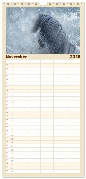 Produktbild: Familienplaner 2026 - Pferde zum Tr&auml;umen mit 5 Spalten (Wandkalender, 21 x 45 cm) CALVENDO