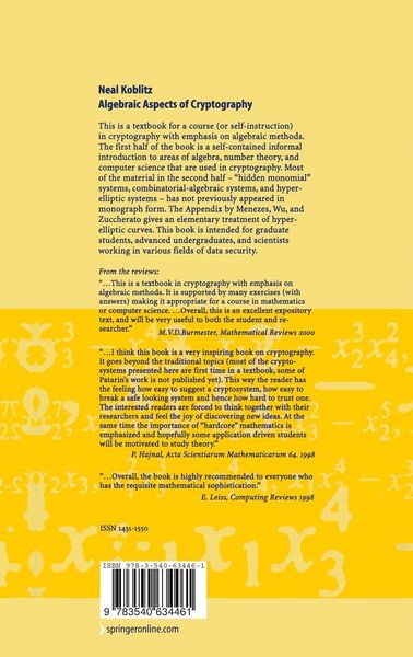 Produktbild: Algebraic Aspects of Cryptography
