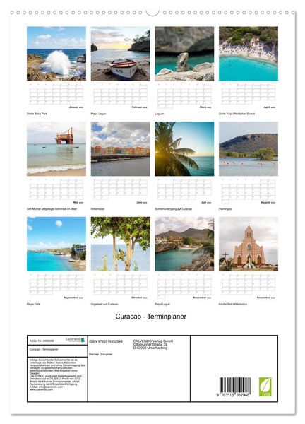 Produktbild: Curacao - Terminplaner (Wandkalender 2026 DIN A2 hoch), CALVENDO Monatskalender