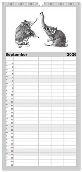Produktbild: Familienplaner 2026 - TIERONISCH mit 5 Spalten (Wandkalender, 21 x 45 cm) CALVENDO