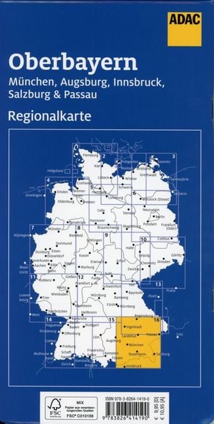 Produktbild: ADAC Regionalkarte Blatt 16 Oberbayern, M&uuml;nchen
