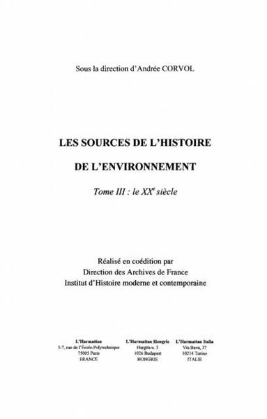 Produktbild: Les sources de l'histoire de l'environnement