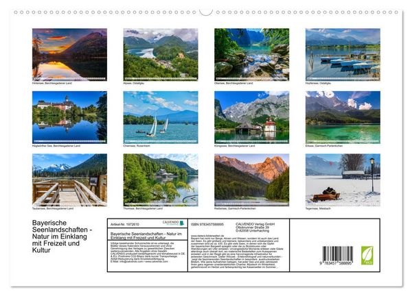 Produktbild: Bayerische Seenlandschaften - Natur im Einklang mit Freizeit und Kultur (hochwertiger Premium Wandkalender 2026 DIN A2 quer), Kunstdruck in Hochglanz