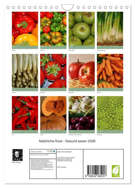 Produktbild: Nat&uuml;rliche Kost - Gesund essen 2026 (Wandkalender 2026 DIN A4 hoch), CALVENDO Monatskalender