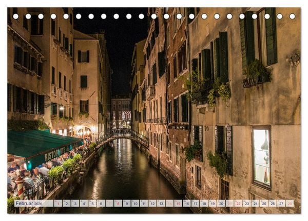 Produktbild: Stilles Venedig wenn es Nacht wird (Tischkalender 2026 DIN A5 quer), CALVENDO Monatskalender