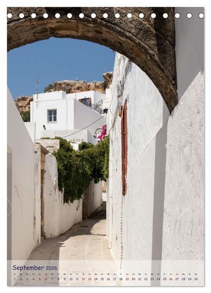 Produktbild: Ein Streifzug durch die Gassen der Insel Rhodos (Tischkalender 2026 DIN A5 hoch), CALVENDO Monatskalender