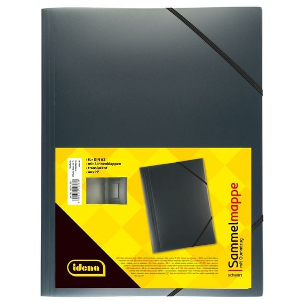 Produktbild: Idena Sammelmappe PP mit Gummizug transluzent schwarz DIN A3
