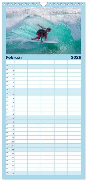 Produktbild: Familienplaner 2026 - Spektakul&auml;res Wellen- und Windsurfen mit 5 Spalten (Wandkalender, 21 x 45 cm) CALVENDO