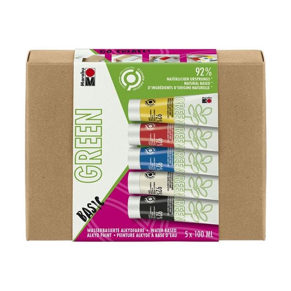Produktbild: Marabu GREEN Alkydfarbe Set Basic 5x100ml