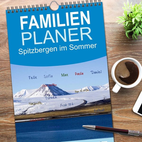 Produktbild: Familienplaner 2026 - Spitzbergen im Sommer mit 5 Spalten (Wandkalender, 21 x 45 cm) CALVENDO