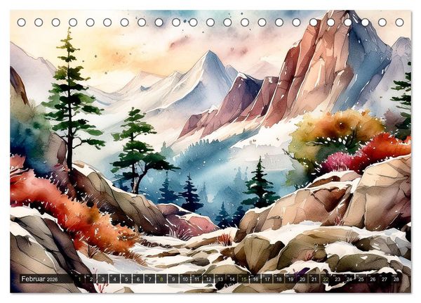 Produktbild: Die Natur in Aquarellbildern (Tischkalender 2026 DIN A5 quer), CALVENDO Monatskalender