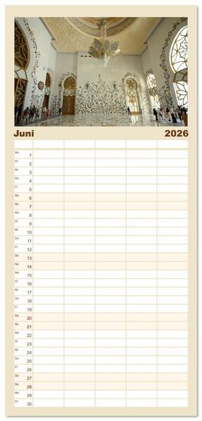 Produktbild: Familienplaner 2026 - Abu Dhabi, eine Stadt der Zukunft. mit 5 Spalten (Wandkalender, 21 x 45 cm) CALVENDO