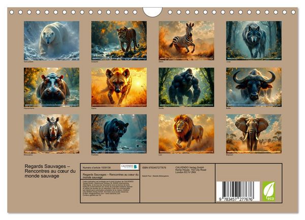 Produktbild: Regards Sauvages &ndash; Rencontres au c&oelig;ur du monde sauvage (Calendrier mural 2026 DIN A4 vertical), CALVENDO calendrier mensuel