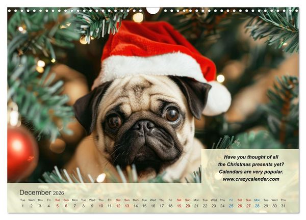 Produktbild: Great fun for pug lovers (Wall Calendar 2026 DIN A3 landscape), CALVENDO 12 Month Wall Calendar