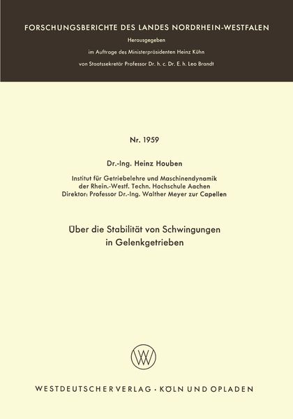 Produktbild: &Uuml;ber die Stabilit&auml;t von Schwingungen in Gelenkgetrieben