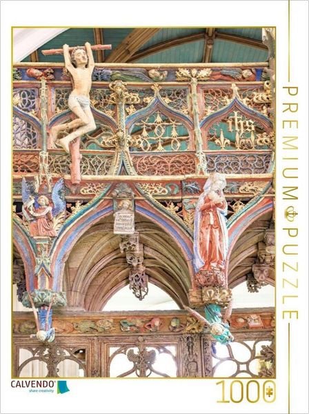 CALVENDO Puzzle Gotisches Schnitzwerk in der Chapelle Saint-Fiacre in La Faquet | 1000 Teile Lege-Größe 64 × 48 cm Foto-Puzzle für glückliche Stunden