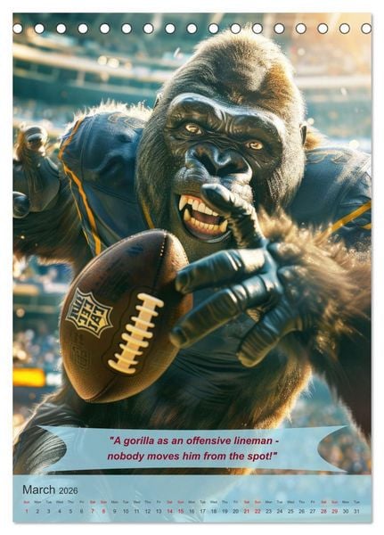 Produktbild: American football with funny animals (Desk Calendar 2026 DIN A5 portrait), CALVENDO 12 Month DeskCalendar