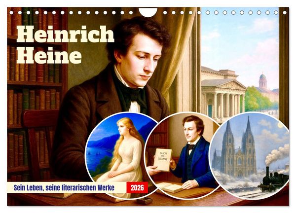 Produktbild: Heinrich Heine. Sein Leben, seine literarischen Werke (Wandkalender 2026 DIN A4 quer), CALVENDO Monatskalender