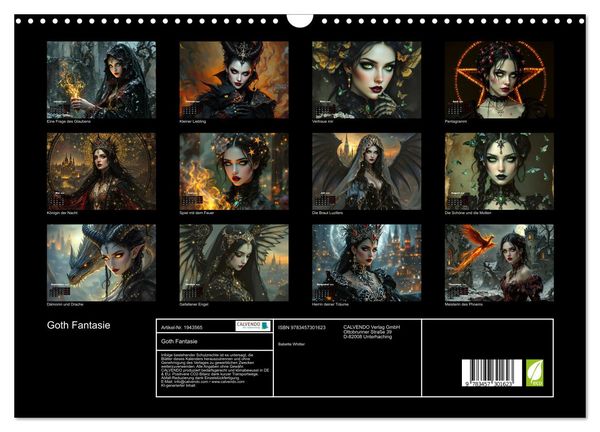 Produktbild: Goth Fantasie (Wandkalender 2026 DIN A3 quer), CALVENDO Monatskalender