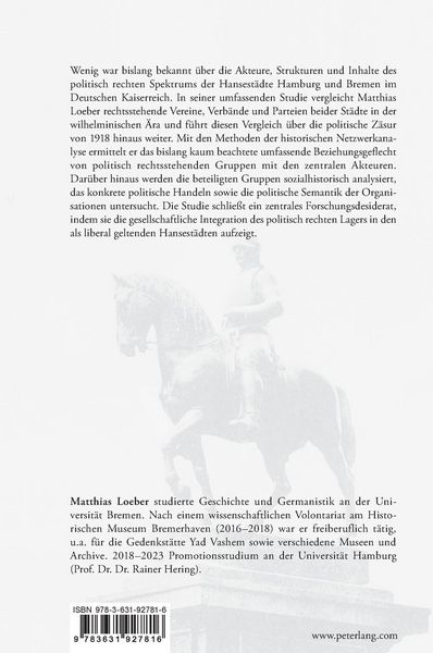 Produktbild: Die politische Rechte in Hamburg und Bremen 1890&ndash;1925