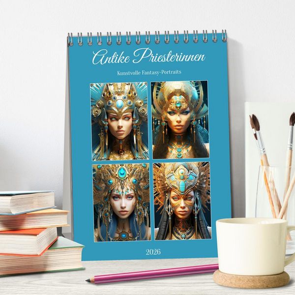 Produktbild: Antike Priesterinnen. Kunstvolle Fantasy-Portraits (Tischkalender 2026 DIN A5 hoch), CALVENDO Monatskalender