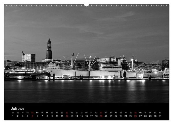Produktbild: Hamburg monochrome Impressionen (hochwertiger Premium Wandkalender 2026 DIN A2 quer), Kunstdruck in Hochglanz