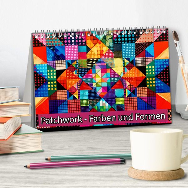 Produktbild: Patchwork - Farben und Formen (Tischkalender 2026 DIN A5 quer), CALVENDO Monatskalender