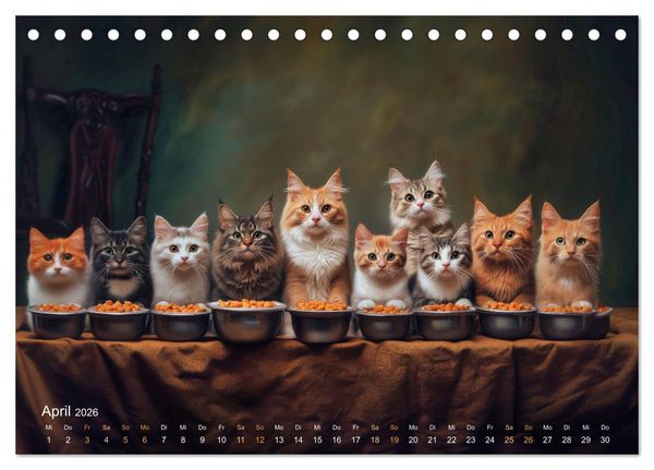 Produktbild: Katzenkunstwerke (Tischkalender 2026 DIN A5 quer), CALVENDO Monatskalender