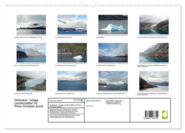 Produktbild: Gr&ouml;nland - eisige Landschaften im Prins Christian Sund (hochwertiger Premium Wandkalender 2026 DIN A2 quer), Kunstdruck in Hochglanz