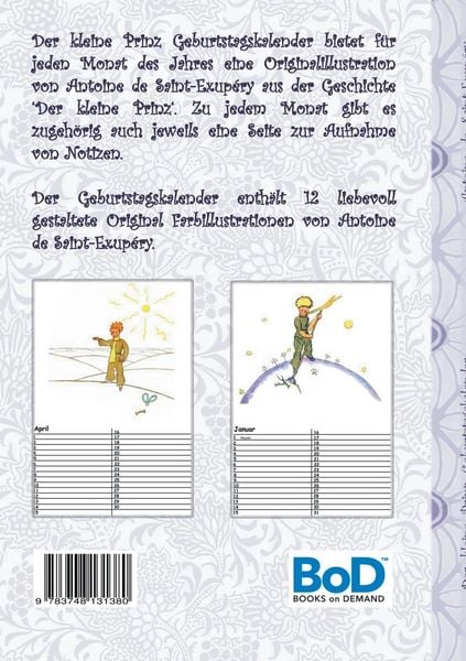 Produktbild: Der kleine Prinz - Geburtstagskalender
