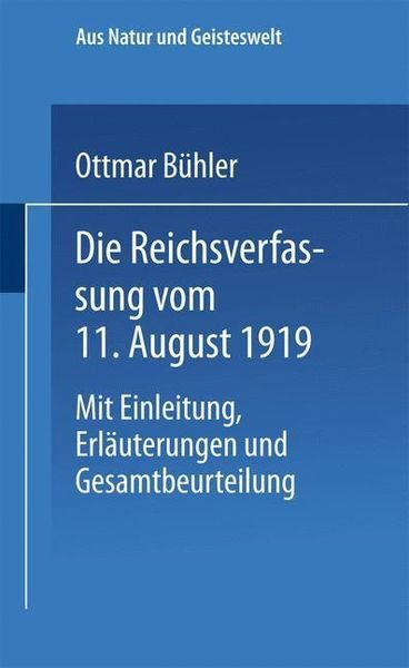 Produktbild: Die Reichsverfassung vom 11. August 1919
