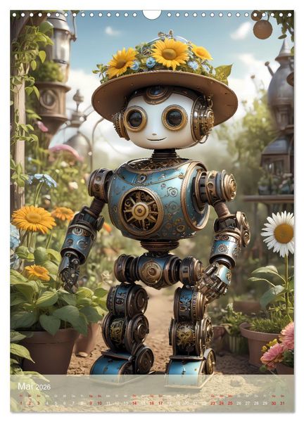 Produktbild: Roboter im Garten - Kleine Helfer (Wandkalender 2026 DIN A3 hoch), CALVENDO Monatskalender