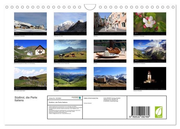 Produktbild: S&uuml;dtirol, die Perle Italiens (Wandkalender 2026 DIN A4 quer), CALVENDO Monatskalender