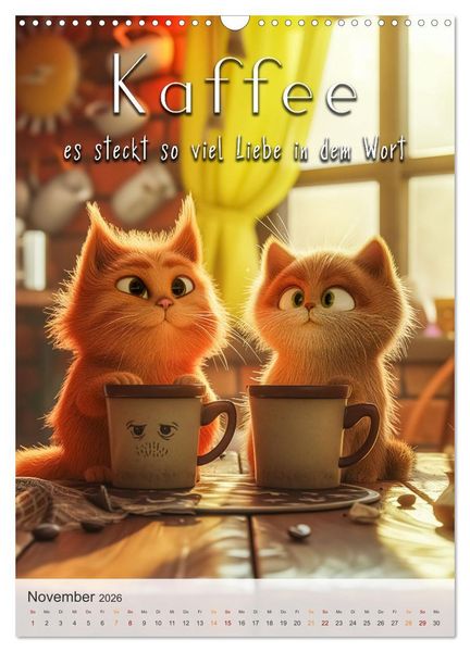 Produktbild: Kaffee-Katzen (Wandkalender 2026 DIN A3 hoch), CALVENDO Monatskalender