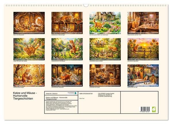 Produktbild: Katze und M&auml;use - Humorvolle Tiergeschichten (Wandkalender 2027 DIN A2 quer), CALVENDO Monatskalender