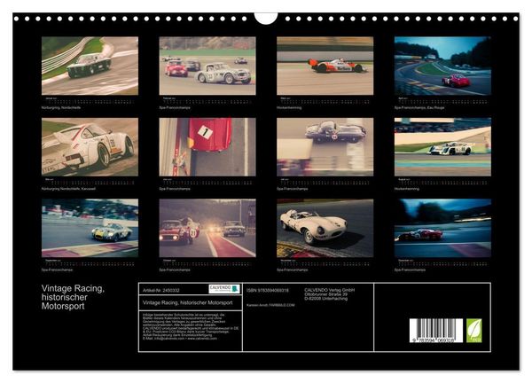Produktbild: Vintage Racing, historischer Motorsport (Wandkalender 2027 DIN A3 quer), CALVENDO Monatskalender