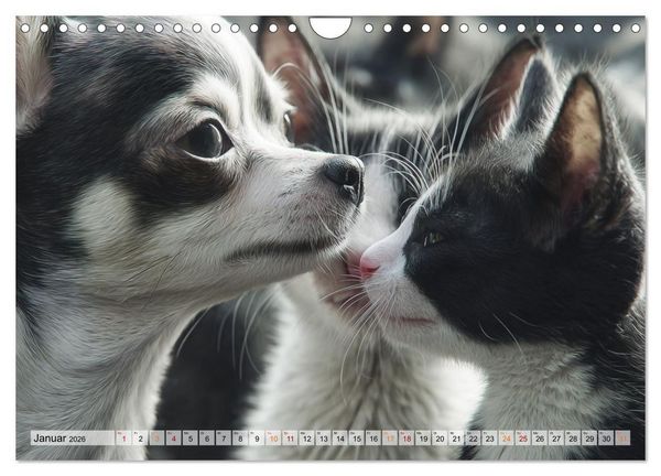 Produktbild: Hund und Katze - Tierische Freunde (Wandkalender 2026 DIN A4 quer), CALVENDO Monatskalender