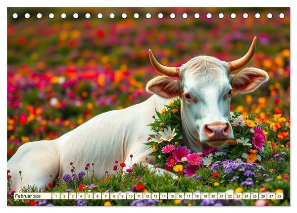Produktbild: Zauberhaft geschm&uuml;cktes Milchvieh (Tischkalender 2026 DIN A5 quer), CALVENDO Monatskalender
