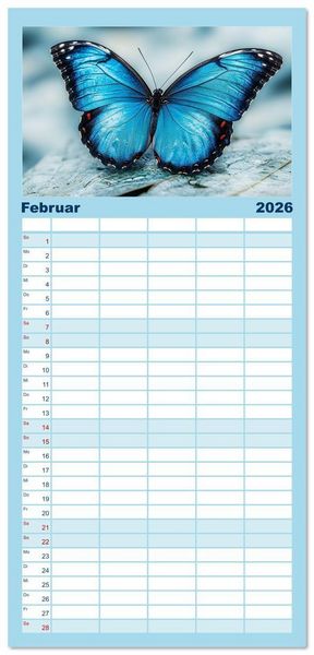 Produktbild: Familienplaner 2026 - Blauer Zauberflug mit 5 Spalten (Wandkalender, 21 x 45 cm) CALVENDO