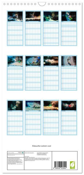 Produktbild: Familienplaner 2026 - Kitesurfen extrem cool mit 5 Spalten (Wandkalender, 21 x 45 cm) CALVENDO