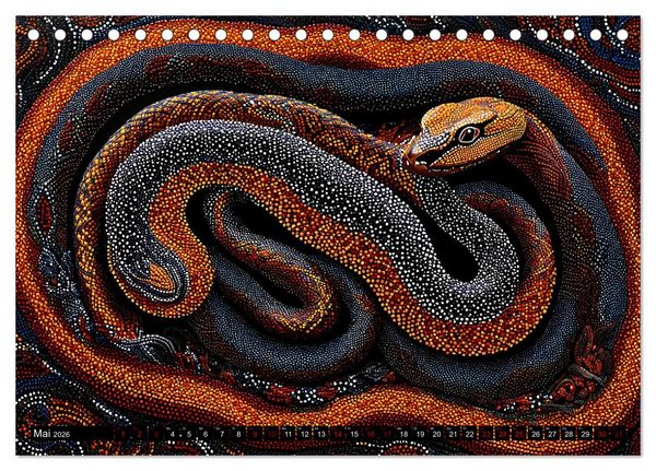 Produktbild: Traumzeit - KI-generierte Aborigine-Kunst aus dem Herzen Australiens (Tischkalender 2026 DIN A5 quer), CALVENDO Monatskalender