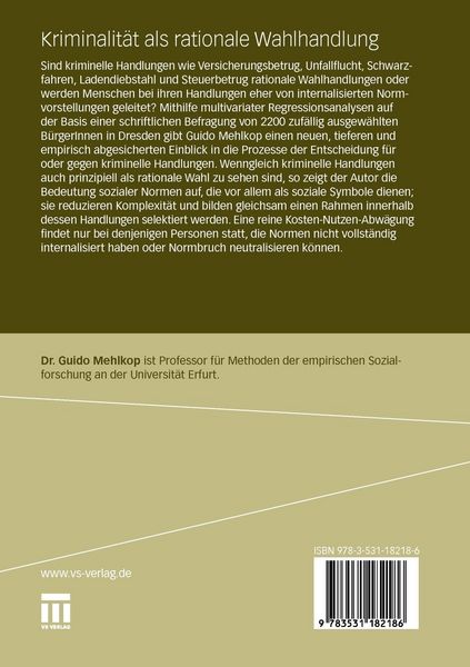 Produktbild: Kriminalit&auml;t als rationale Wahlhandlung